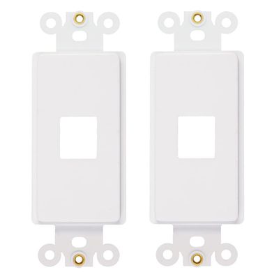 1-Port Decorator Insert with Nut, Wall Plate Adapter, White (1 Port 2 Pack)