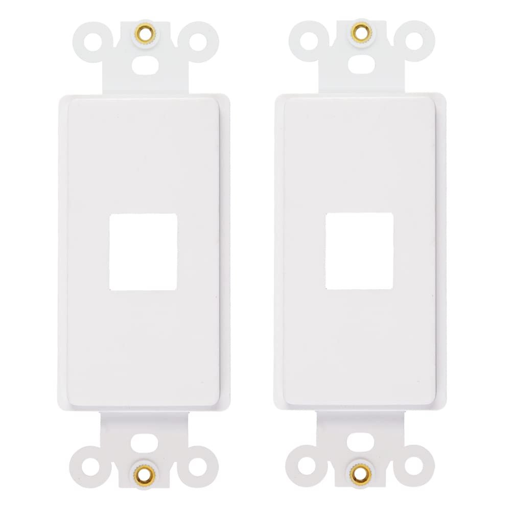 1-Port Decorator Insert with Nut, Wall Plate Adapter, White (1 Port 2 Pack)