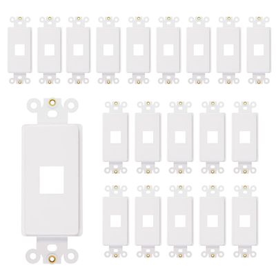 1-Port Decorator Insert with Nut, Wall Plate Adapter, White (1 Port 20 Pack)