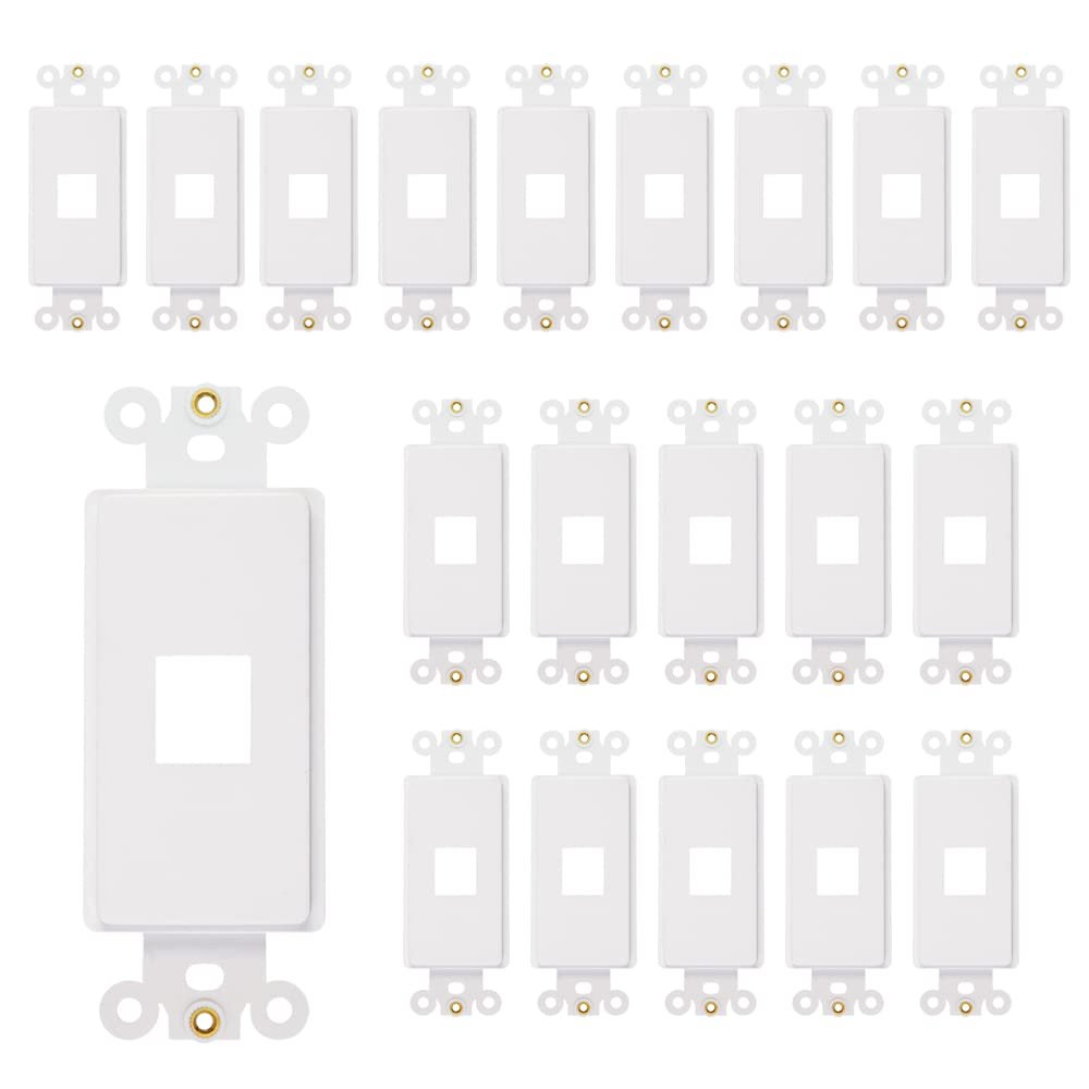 1-Port Decorator Insert with Nut, Wall Plate Adapter, White (1 Port 20 Pack)