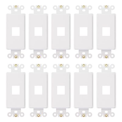 1-Port Decorator Insert with Nut, Wall Plate Adapter, White (1 Port 10 Pack)