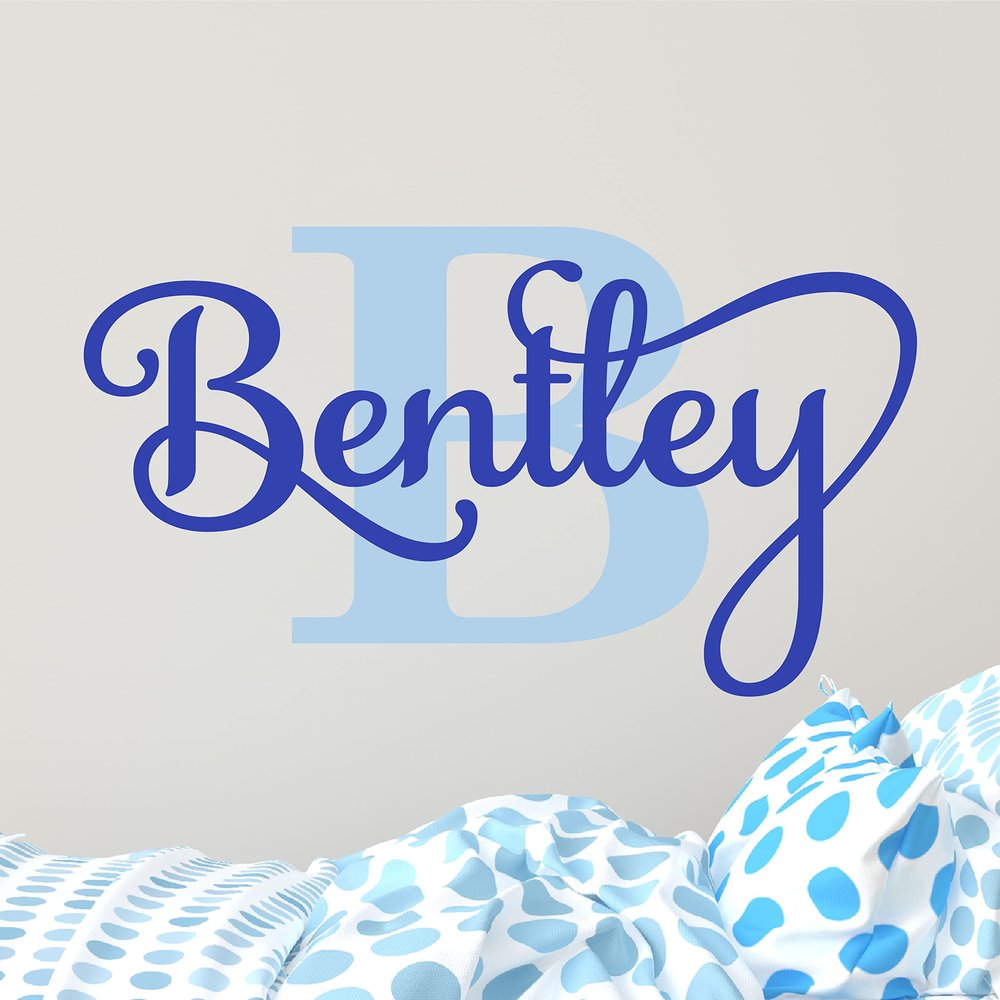 Name Wall Decal Sticker Custom Name Wall Decal Girls Room Boys Room - Personalized Name Wall Decal Nursery Decal - Baby Monogram Vinyl Wall Art (32" w x 16" high)