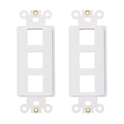 3-Port Decorator Insert with Nut, Wall Plate Adapter, White (3 Port 2 Pack)