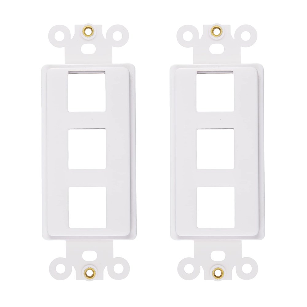3-Port Decorator Insert with Nut, Wall Plate Adapter, White (3 Port 2 Pack)