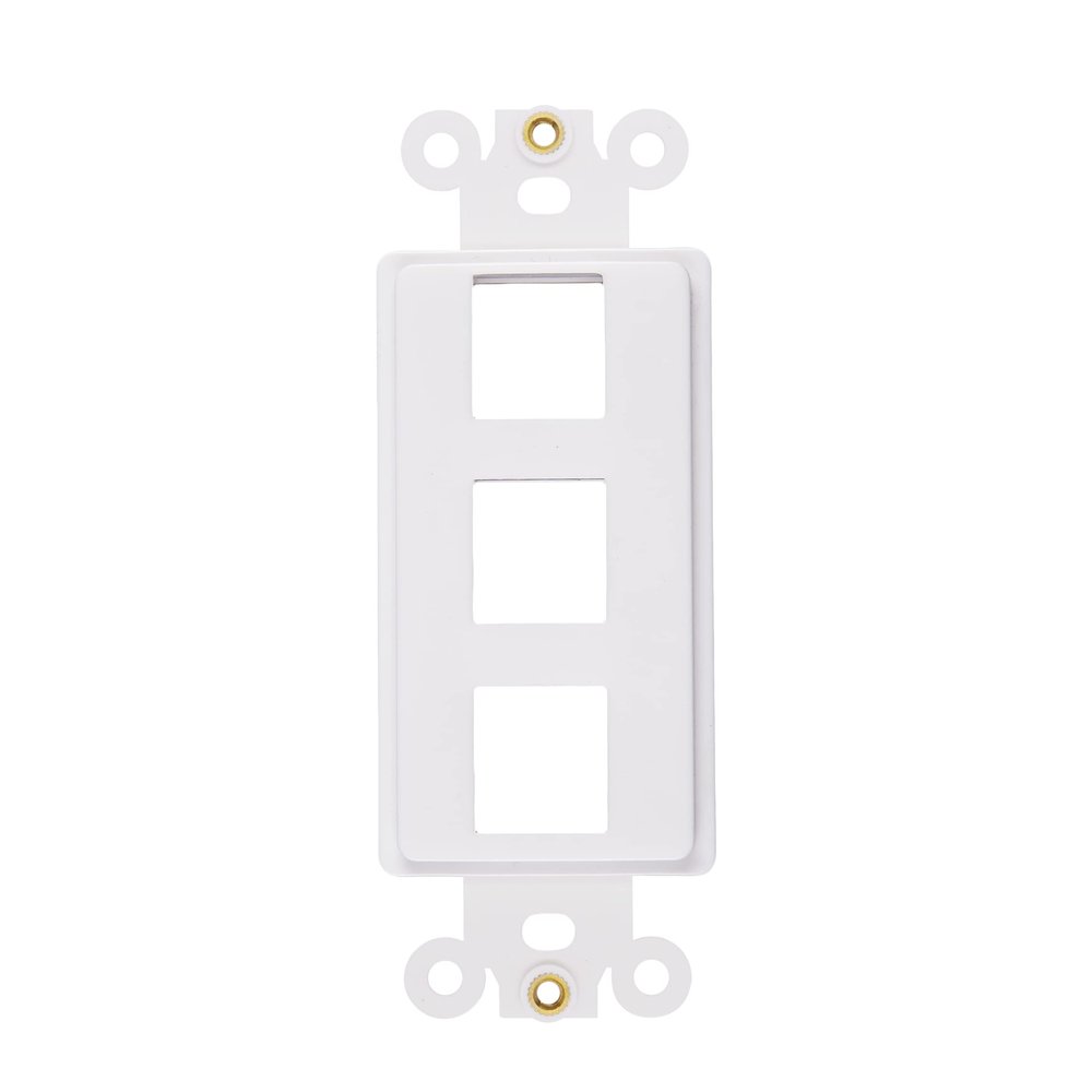 3-Port Decorator Insert with Nut, Wall Plate Adapter, White (3 Port 1 Pack)