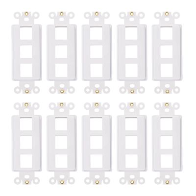 3-Port Decorator Insert with Nut, Wall Plate Adapter, White (3 Port 10 Pack)