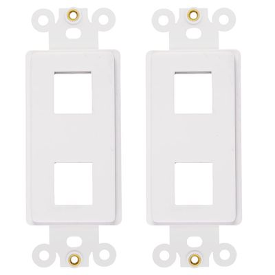 2-Port Decorator Insert with Nut, Wall Plate Adapter, White (2 Port 2 Pack)
