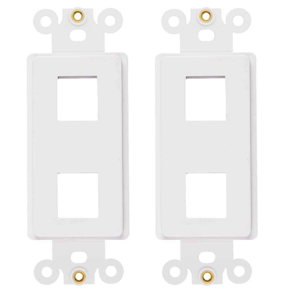 2-Port Decorator Insert with Nut, Wall Plate Adapter, White (2 Port 2 Pack)