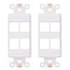 4-Port Decorator Insert with Nut, Wall Plate Adapter, White (4 Port 2 Pack) view 1