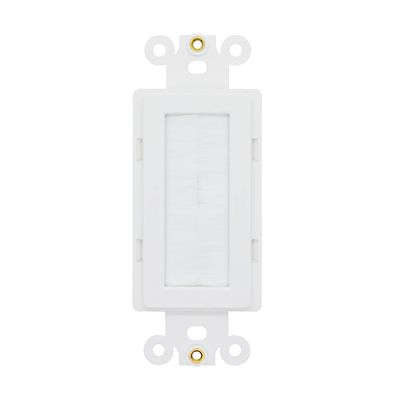 Wall Plate Decorator Insert Brush Passthrough with Nut, White (Brush, 1 Pack)