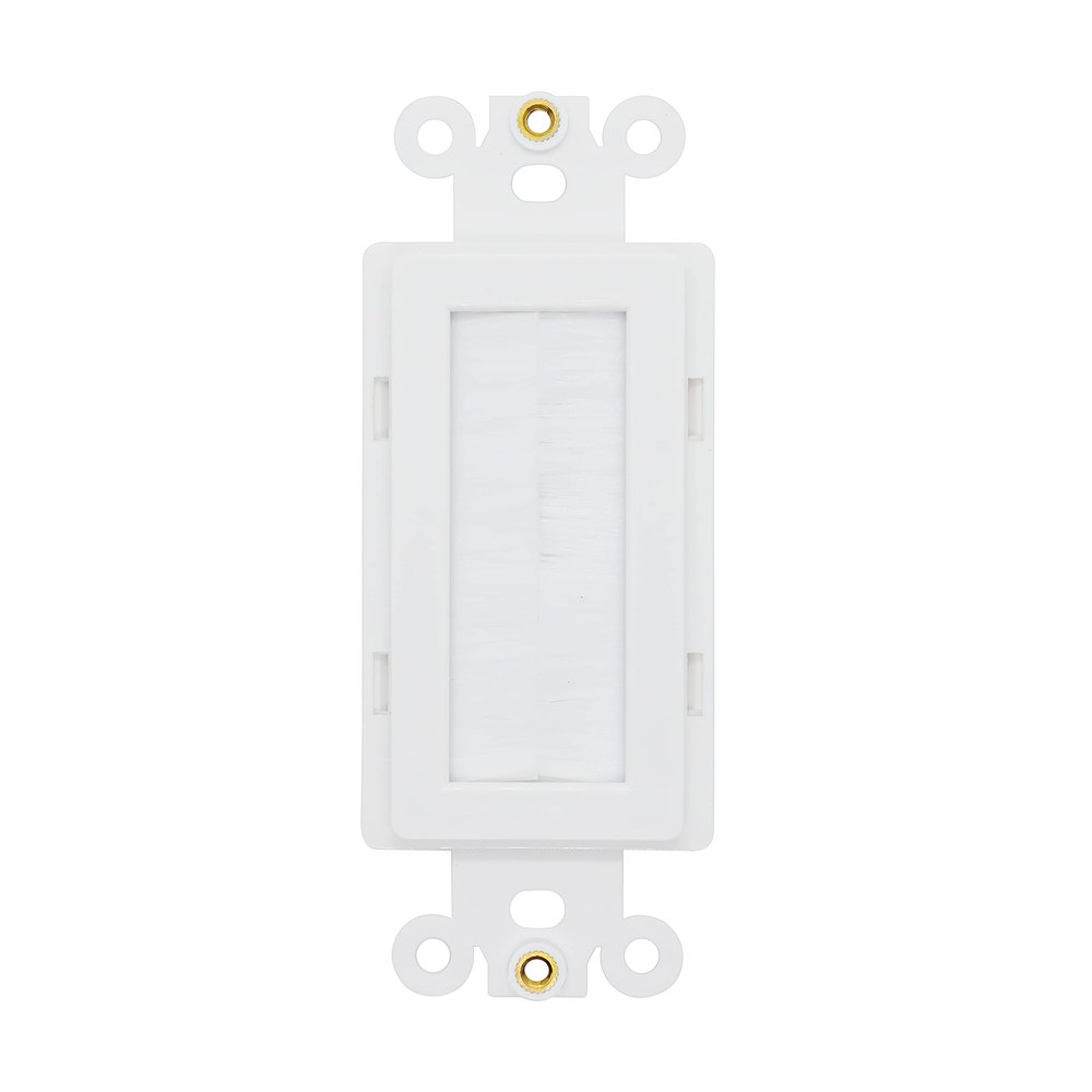 Wall Plate Decorator Insert Brush Passthrough with Nut, White (Brush, 1 Pack)