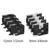 4 Pack 12mm Black + 4 Pack 9mm White Compatible Label Tape Replacement for Brother Label Maker Tape TZe-221 TZe-335 view 1