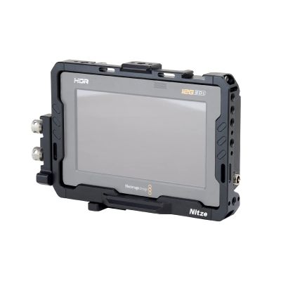 Nitze Monitor Cage for Blackmagic Video Assist 5" 12G / Blackmagic Video Assist 5" 3G with HDMI and USB-C Cable Clamps - JT-B01A