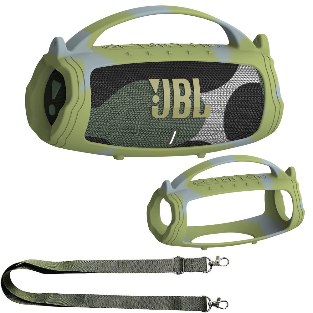 JCHPINE Silicone Cover Case for JBL Charge 5 Portable Bluetooth Speaker, Protective Skin Holder for JBL Charge 5 Speaker Accessories (Camouflage Case, NOT Fit Wi-Fi Version)