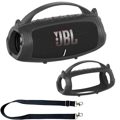 JCHPINE Silicone Cover Case for JBL Charge 5 Portable Bluetooth Speaker, Protective Skin Holder for JBL Charge 5 Speaker Accessories (Black Case, NOT Fit Wi-Fi Version)