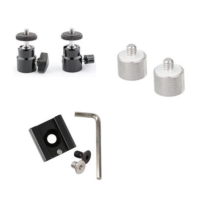 CAMVATE 360 Degree Swivel 1/4"-20 Mini Ball Head + Cold Shoe Mount + 5/8"-27 Female to 1/4"-20 Male Microphone Stand Adapter