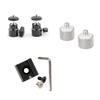 CAMVATE 360 Degree Swivel 1/4"-20 Mini Ball Head + Cold Shoe Mount + 5/8"-27 Female to 1/4"-20 Male Microphone Stand Adapter view 1