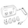 220V to 110V Converter Travel Adapter, FOVAL International Step Down Power Converter for Hair Straightener/Curler with 18W USB-C Port Voltage Converter US to Europe Italy UK AU China Plug (White) view 1
