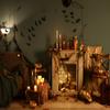 10x6.5ft Halloween Fireplace Decor Bats Photography Backdrops Candle Pumpkin Spider Web Background for Supplies Studio Props view 2