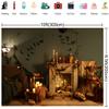 10x6.5ft Halloween Fireplace Decor Bats Photography Backdrops Candle Pumpkin Spider Web Background for Supplies Studio Props view 3
