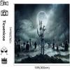 10x10ft Bright Moon Cemetery Halloween Photography Backdrops Broken Hands Tombstone Branches Photo Booth Prop Decor Background view 3