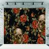 10x10ft Smile Skeleton Flowers Leaf Halloween Photo Backdrops Fabric Photography Backdrop Happy Halloween Background view 1