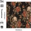 10x10ft Smile Skeleton Flowers Leaf Halloween Photo Backdrops Fabric Photography Backdrop Happy Halloween Background view 3