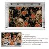 10x10ft Smile Skeleton Flowers Leaf Halloween Photo Backdrops Fabric Photography Backdrop Happy Halloween Background view 4
