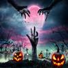 10x6.5ft Broken Hands Cemetery Night Pumpkin Light Magic Moon Branches Halloween Backdrops for Party Prop view 2