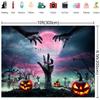 10x6.5ft Broken Hands Cemetery Night Pumpkin Light Magic Moon Branches Halloween Backdrops for Party Prop view 3
