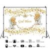 OERJU 10x8ft God Bless Backdrop First Holy Communion Baptism Christening Background Angel Baby Gold Sequins Star Banner Newborn Baby Shower Birthday Party Decoration Photo Booth Props view 3