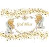 OERJU 10x8ft God Bless Backdrop First Holy Communion Baptism Christening Background Angel Baby Gold Sequins Star Banner Newborn Baby Shower Birthday Party Decoration Photo Booth Props view 4