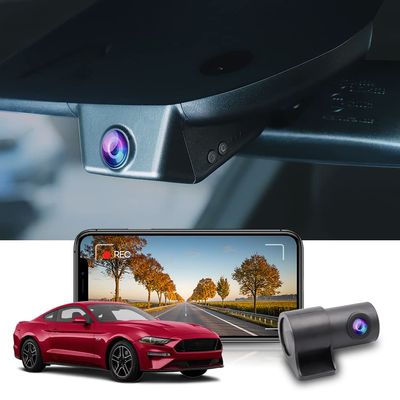 Fitcamx Dual 2160P+1080P Dash Cam Adapts for Ford Mustang 2019-2023 (HD2-0141/ with Sensor Cover), OEM Style, 2 Channel HD Video, WiFi & APP, Loop Recording, G-Sensor, Plug & Play, 128GB Card