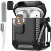 Maxjoy for AirPods 2nd Generation Case Cover, AirPods Case with Lock Gen 2 Hard Shell Rugged Shockproof Protective Cover with Keychain Cleaner Kit Compatible with Apple AirPods2 AirPods1, Black view 1