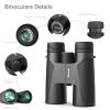 1242 HD-Bird-Watching Binoculars for Adults - Small Waterproof Lightweight Binoculars with Low Light Vision, Easy Focus Binocular for Hunting, Hiking, Travel, Outdoor Sports, Best Gift for Woman view 3