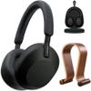 Sony WH-1000XM5 Wireless Industry Leading Noise Canceling Headphones, Black Bundle with Deco Gear Wood Headphone Display Stand and Protective Travel Carry Case view 1