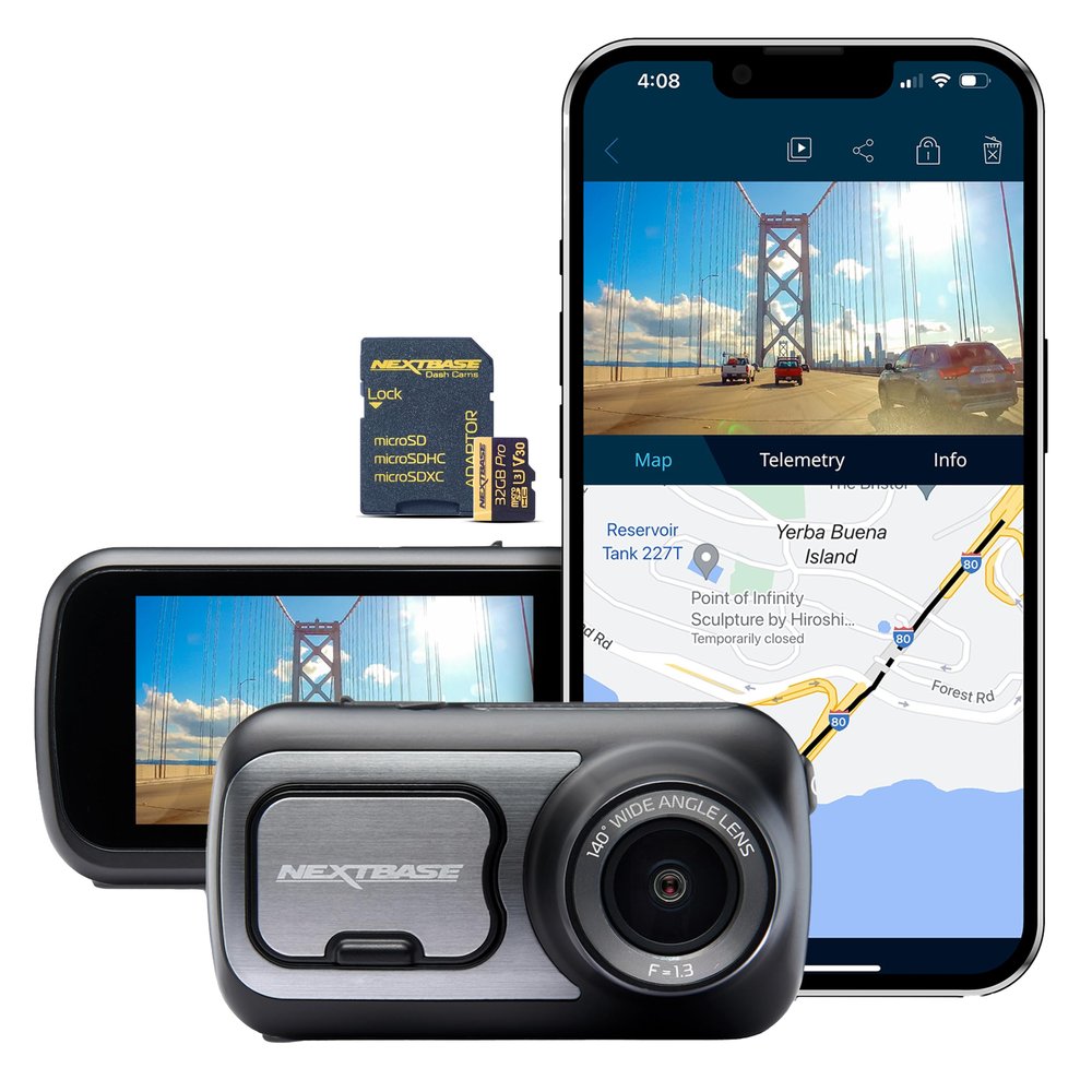 Nextbase 422GW Dash Cam and 32GB Micro SD Memory Card Bundle- 1440p HD Recording in Car Camera - Wi-fi GPS Bluetooth Alexa Enabled - Parking Mode - Night Vision - Loop Recording