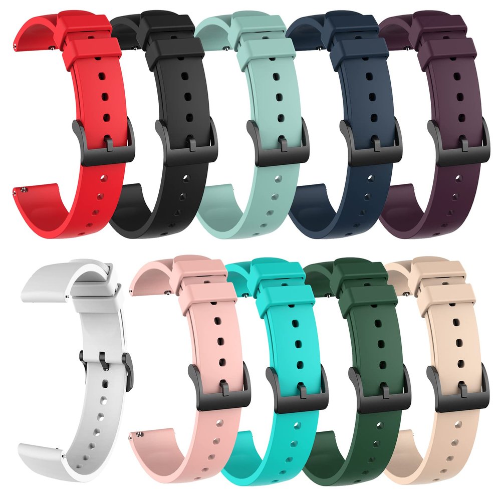 TenCloud 10-Pack Bands Compatible with Donerton Watch P22 P32E P36 Straps Silicone Sport Wristband 20mm Bands Accessory