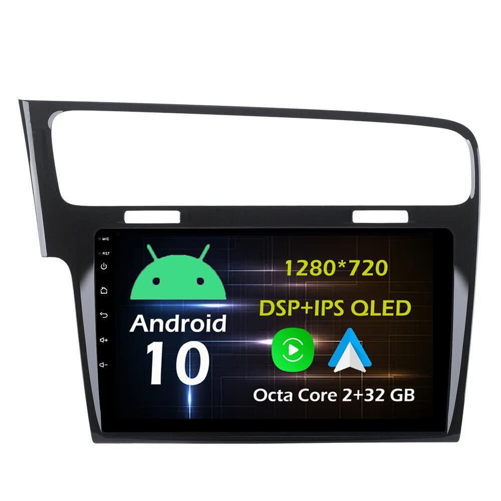 10.1'' Android 10 in Dash Car Stereo Radio Fit for VW Golf 7 2013 14 15 16 17 GPS Navigation Head Unit Carplay Android Auto DSP 4G WIFI Bluetooth Black