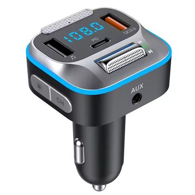 Bluetooth Car Adapter, Blutu para Carros, Blooth Tooth Fm Transmitter for Car Support QC3.0 USB Car Charger Siri Google Assitant, U Disk, SD Card Hi-Fi Music