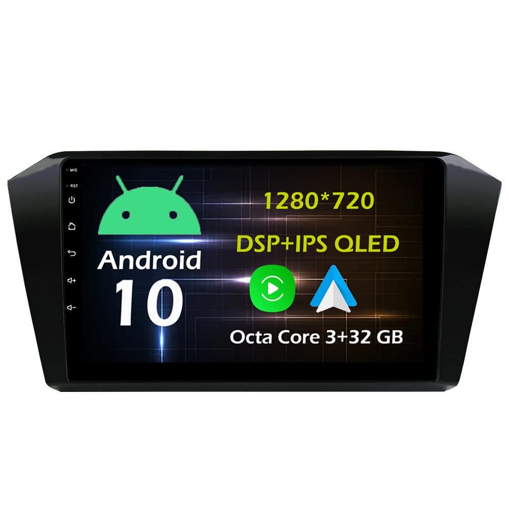 10.1'' 3+32GB Android 10 in Dash Car Stereo Radio Fit for Volkswagen VW Magotan Passat 2016 17 18 GPS Navigation Head Unit Carplay Android Auto DSP 4G WIFI Bluetooth Silver