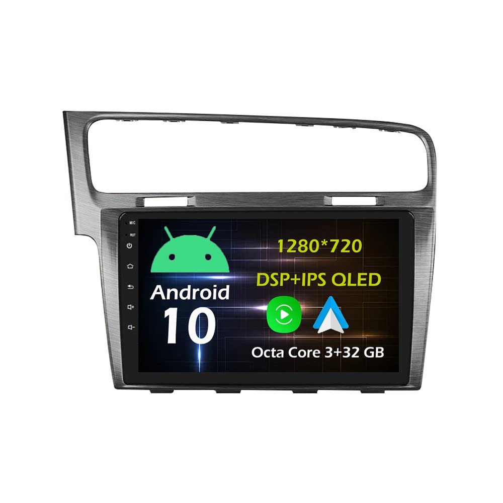 10.1'' 3+32GB Android 10 in Dash Car Stereo Radio Fit for VW Golf 7 2013 14 15 16 17 GPS Navigation Head Unit Carplay Android Auto DSP 4G WIFI Bluetooth Silver