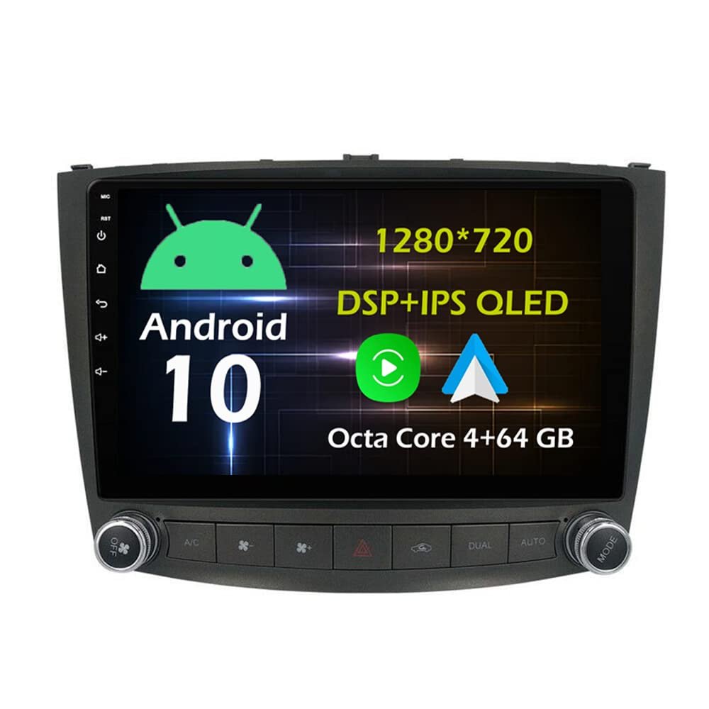 10.1'' 4+64GB Android 10 in Dash Car Stereo Radio Fit for Lexus IS250 IS200 IS220 IS300 2006 07 08 09 10 11 12 GPS Navigation Head Unit Carplay Android Auto DSP 4G WiFi Bluetooth