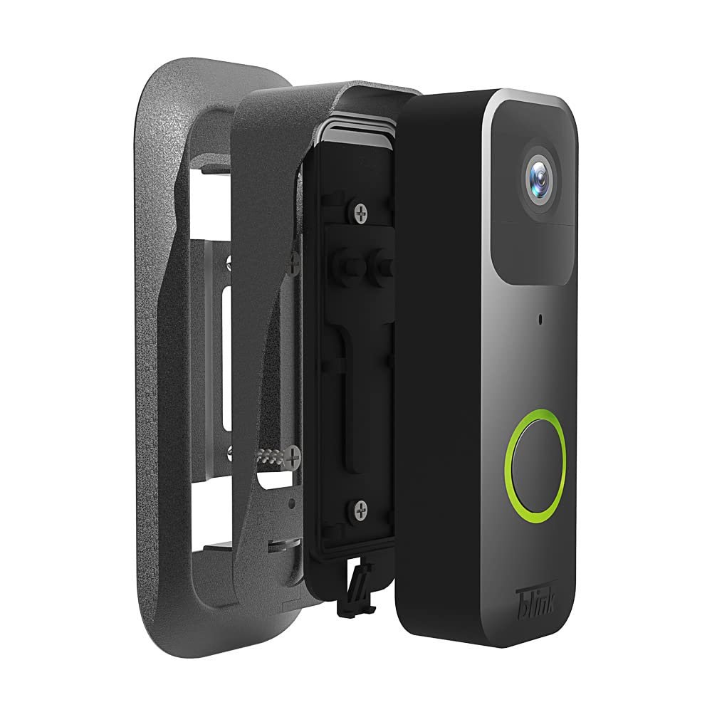 A360B Wall Mount Stand for All-New Blink Outdoor/Indoor Camera Blink Video Doorbell Wall Plate, Flashing ABS Holder, Blink Protection Frame Bracket Wall Mount Stand Accessory Rack (Flashing, Black)