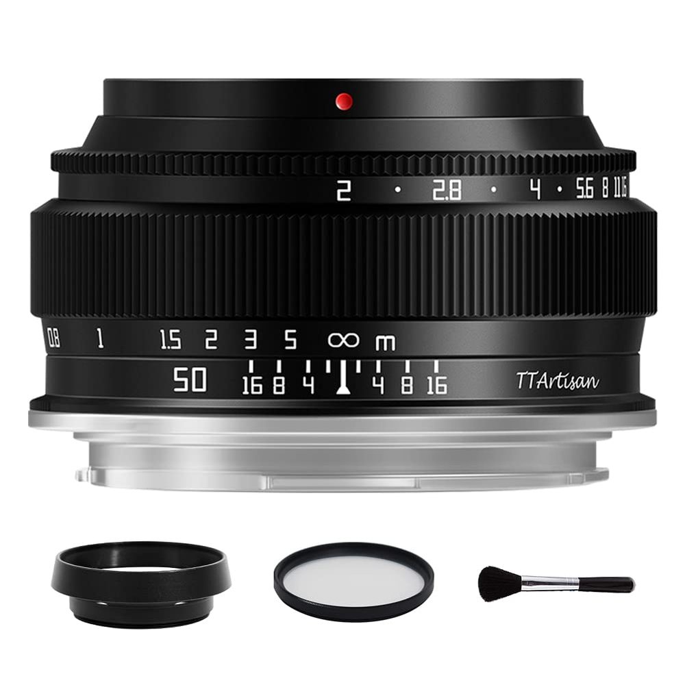 TTArtisan 50mm F2 Full Frame Large Aperture Manual Portrait Lens for Sony E Mount fe Mirrorless Camera Alpha A6000 A6300 A6400 A7C A7MIII A7MIV A7RIII A9 NEX-3 NEX-3N NEX-5 Black
