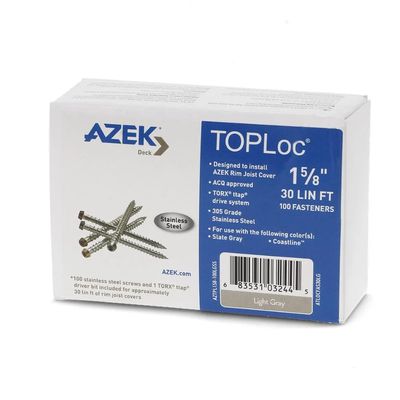 TimberTech TOPLoc AZEK Fascia Light Gray Fasteners - Box of 100 for 30 Linear Feet