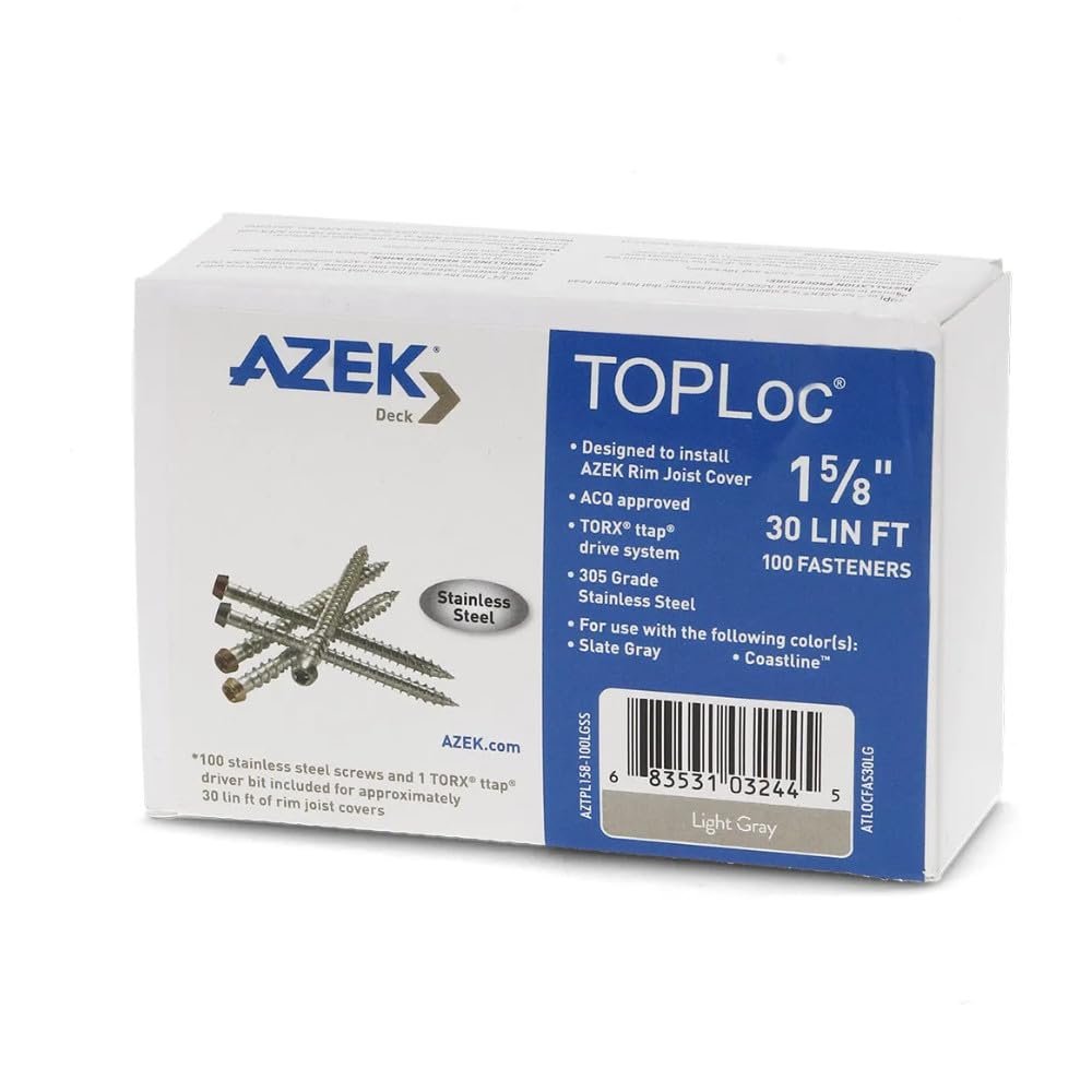 TimberTech TOPLoc AZEK Fascia Light Gray Fasteners - Box of 100 for 30 Linear Feet