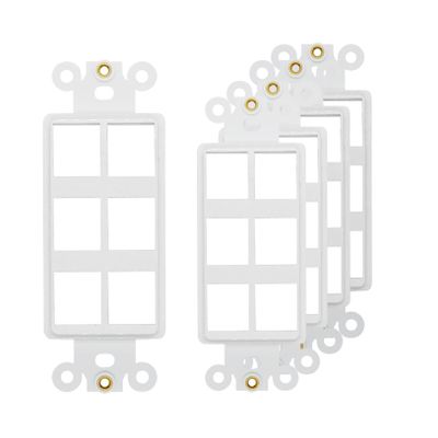 6-Port Decorator Insert with Nut, Wall Plate Adapter, White (6 Port 5 Pack)