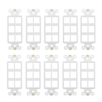 6-Port Decorator Insert with Nut, Wall Plate Adapter, White (6 Port 10 Pack)