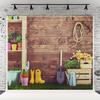 10x10ft Spring Green Grass Wooden Wall Photography Backdrops Baby Show Tool Flowers Photo Booth Prop for Studio Decoration view 1